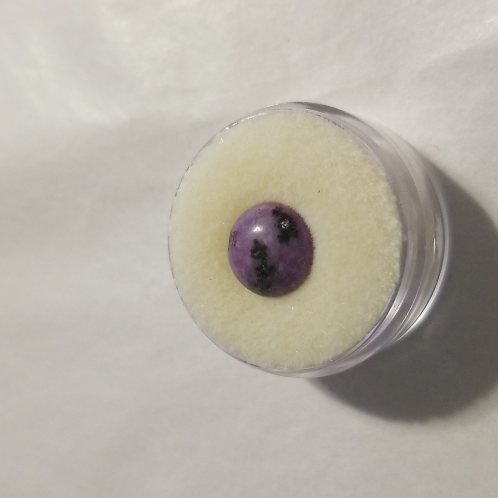 RUSSIAN CHAROITE, Purple swirls w/Black 10mm Cabochon cut, new ready to mount